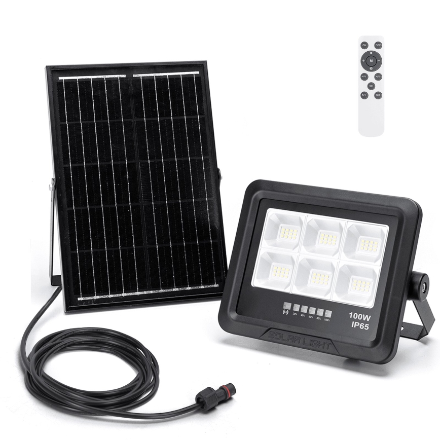 Aigostar - Holofote solar LED regulável LED/100W/3,4V IP65 + comando
