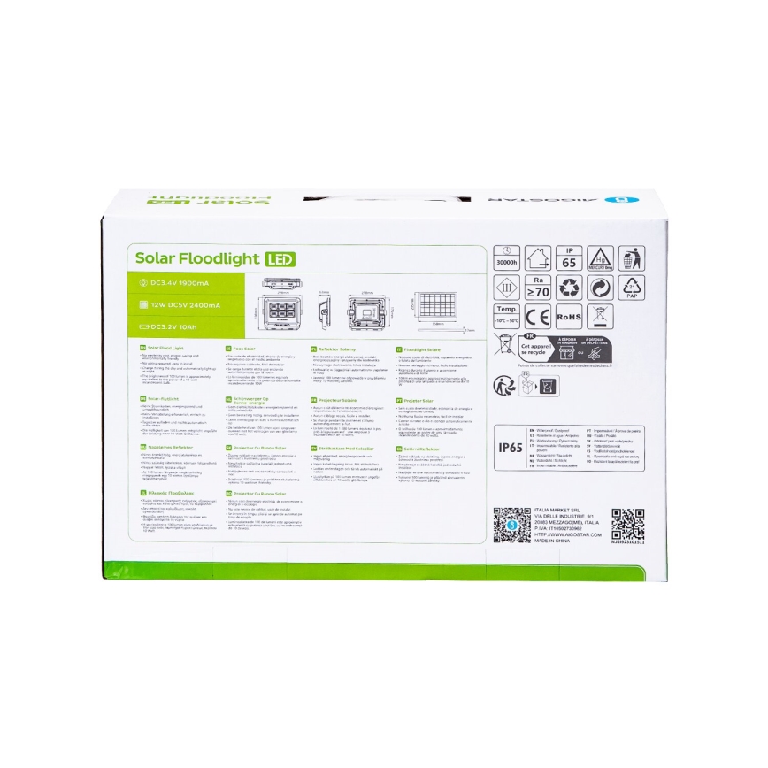 Aigostar - Holofote solar LED regulável LED/100W/3,4V IP65 + comando