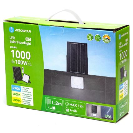 Aigostar - Holofote solar LED regulável LED/100W/3,4V IP66 + comando