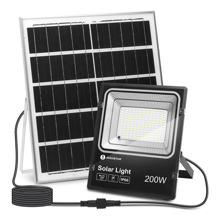Aigostar - Holofote solar LED regulável LED/200W/3,2V IP66 15000 mAh + comando