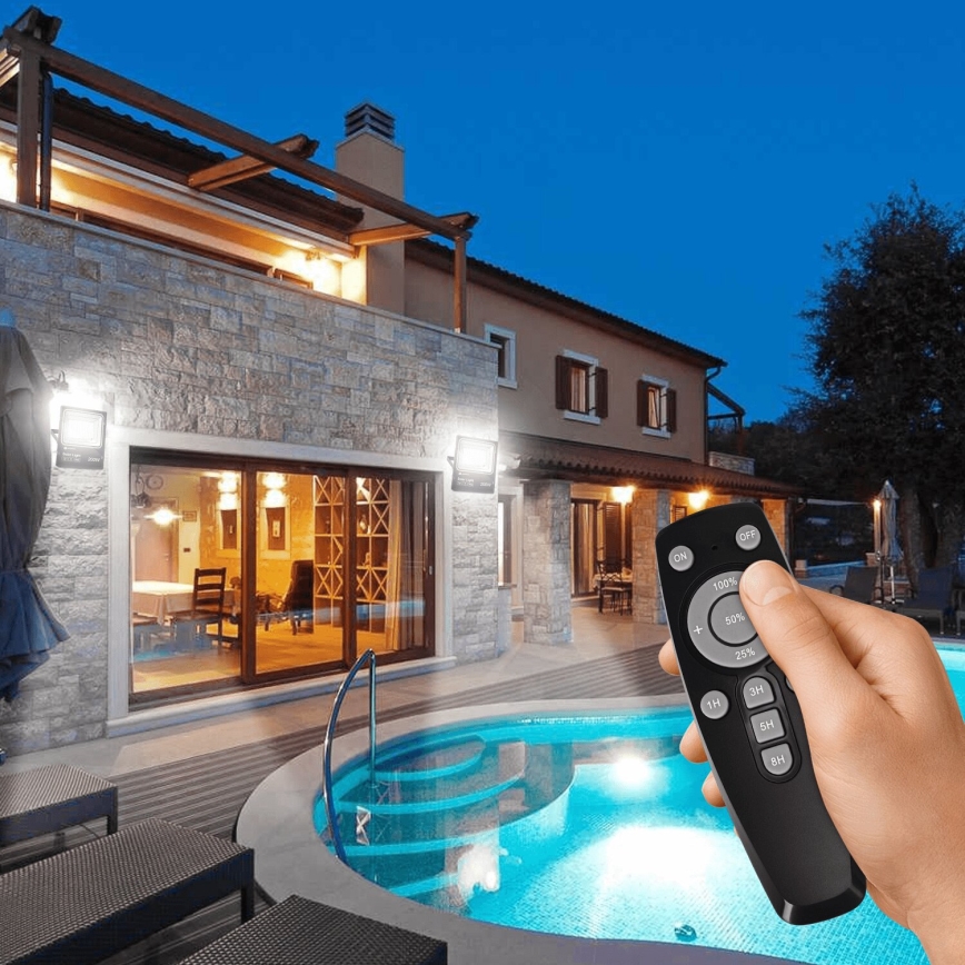 Aigostar - Holofote solar LED regulável LED/200W/3,2V IP66 + comando