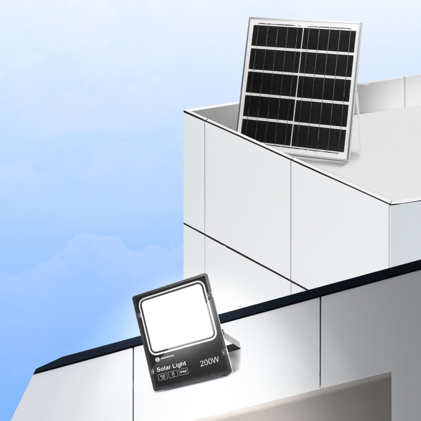 Aigostar - Holofote solar LED regulável LED/200W/3,2V IP66 + comando
