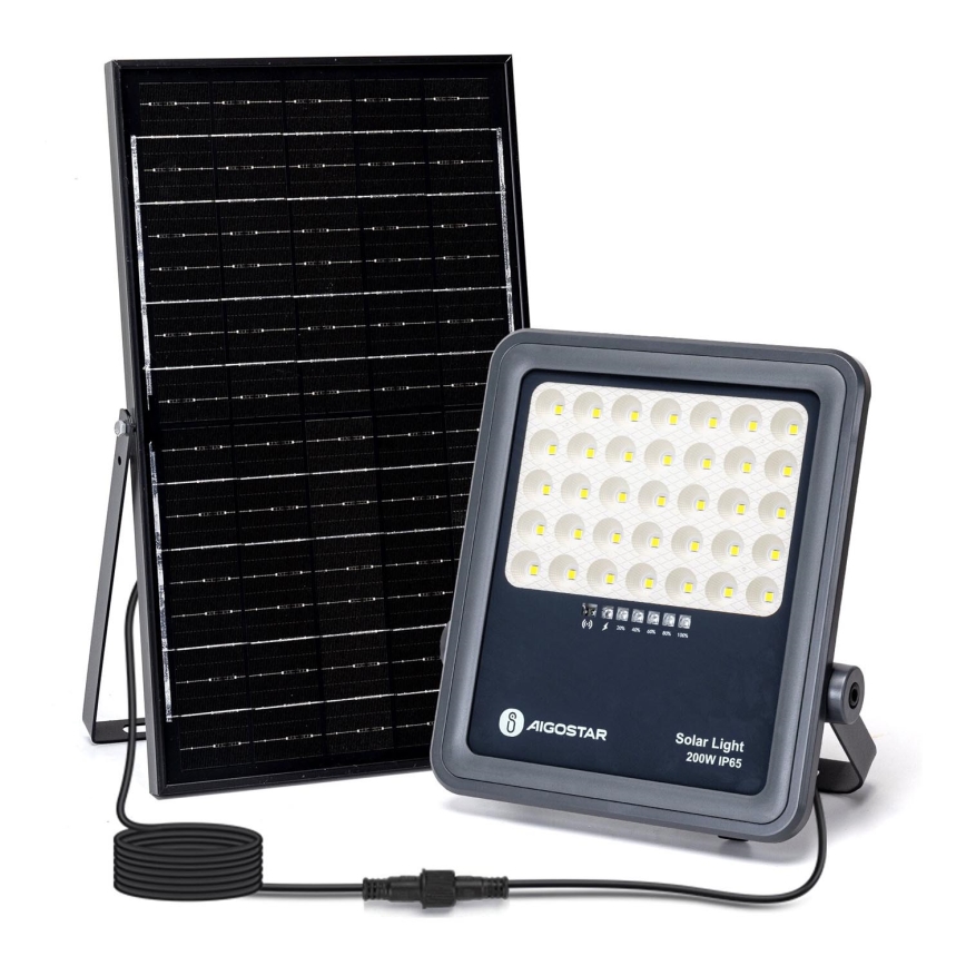 Aigostar - Holofote solar LED regulável LED/200W/3,4V IP65 + comando