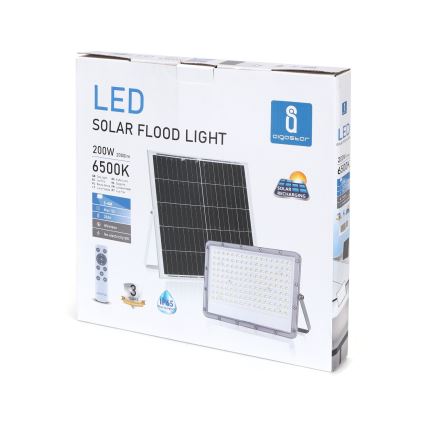 Aigostar - Holofote solar LED regulável LED/200W/3,4V 20000 mAh IP65 + comando