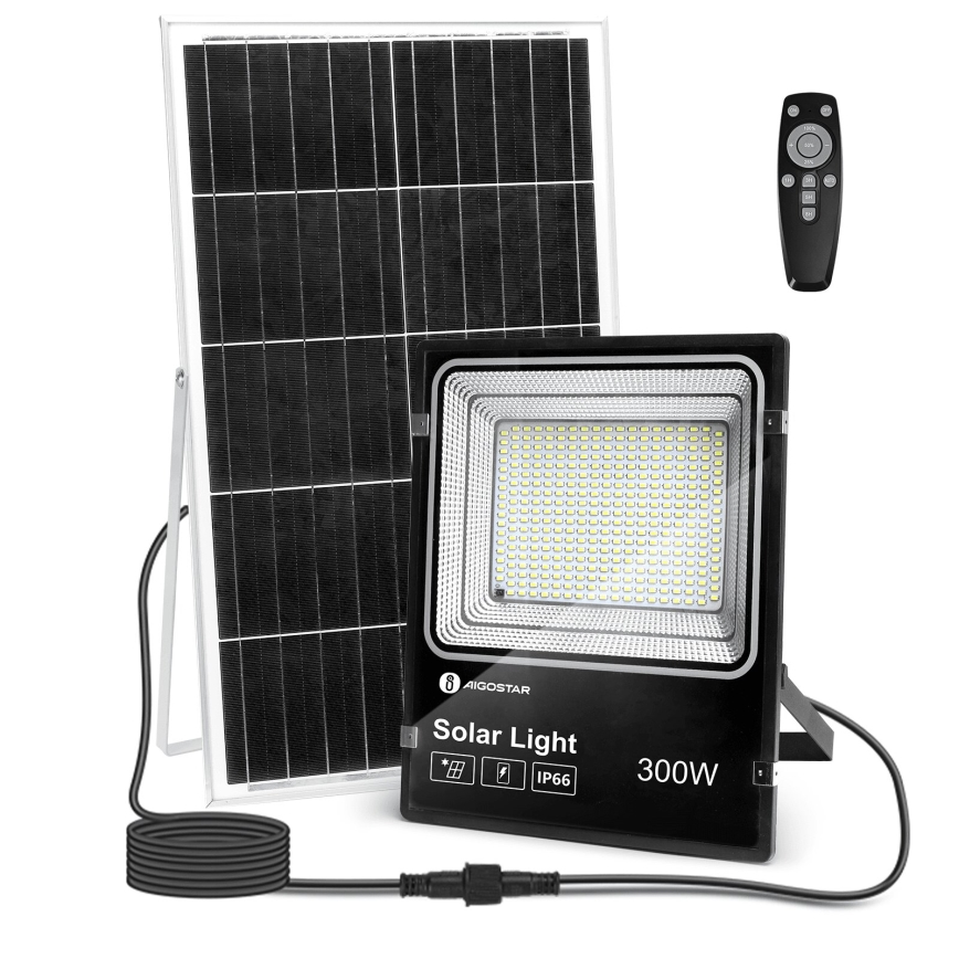 Aigostar - Holofote solar LED regulável LED/300W/3,2V IP66 + comando