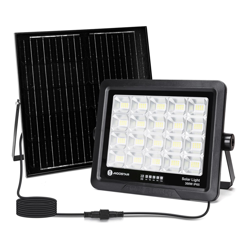 Aigostar - Holofote solar LED regulável LED/300W/3,4V IP65 20000 mAh + comando