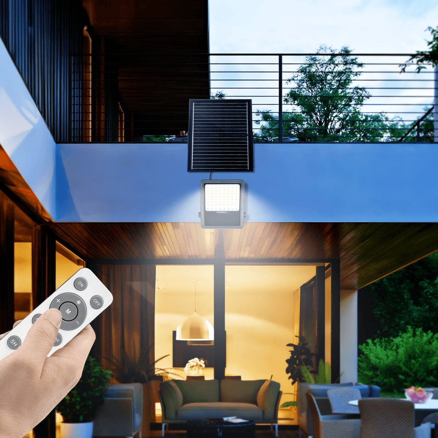 Aigostar - Holofote solar LED regulável LED/300W/3,4V IP65 + comando
