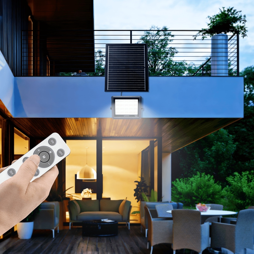 Aigostar - Holofote solar LED regulável LED/300W/3,4V IP65 + comando