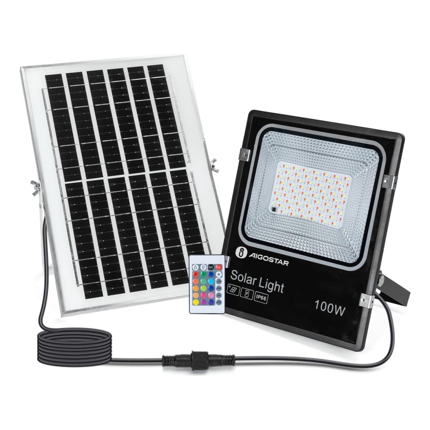 Aigostar - Holofote solar LED RGB regulável LED/100W/3,2V IP66 + comando