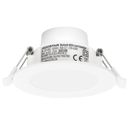Aigostar - Foco de encastrar LED RGBW  para casa de banho com regulação MESH Inteligente LED/3W/230V 2700-6500K IP44