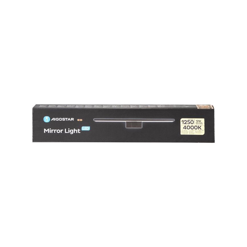 Aigostar - Iluminação de espelho para casa de banho LED LED/12W/230V 4000K 60 cm IP44 preto