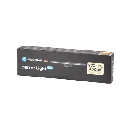 Aigostar - Iluminação de espelho para casa de banho LED LED/8W/230V 4000K 40 cm IP44 preto