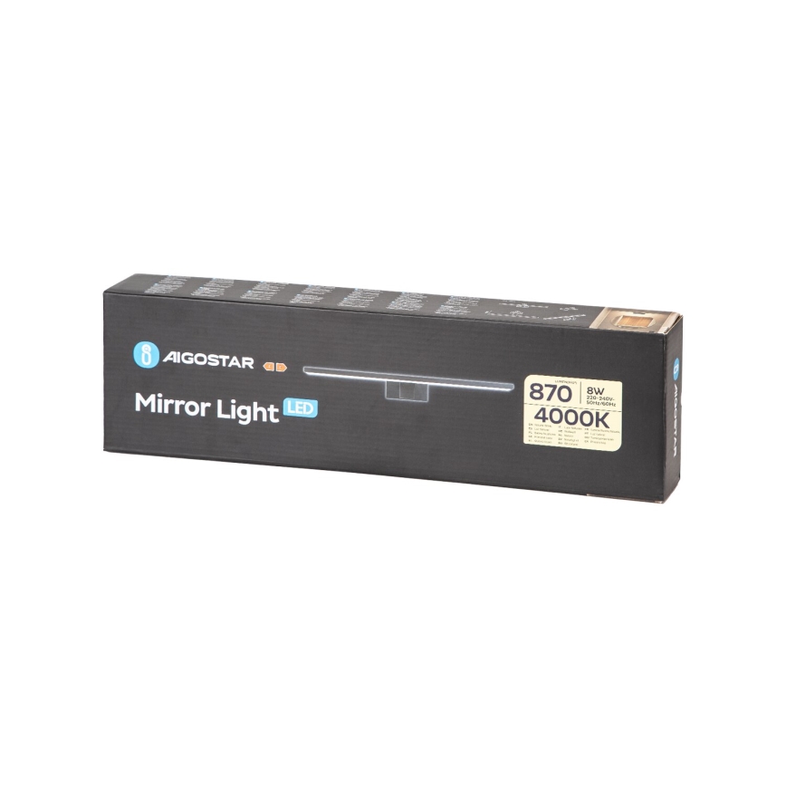 Aigostar - Iluminação de espelho para casa de banho LED LED/8W/230V 4000K 40 cm IP44 preto