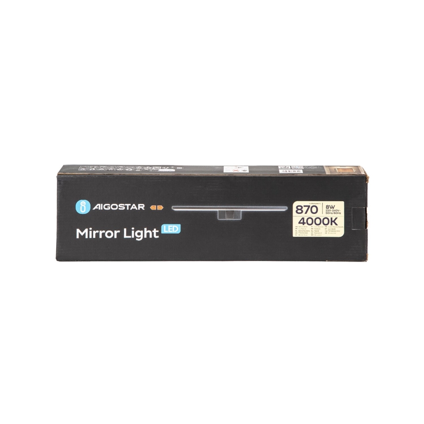 Aigostar - Iluminação de espelho para casa de banho LED LED/8W/230V 4000K 40 cm IP44 preto