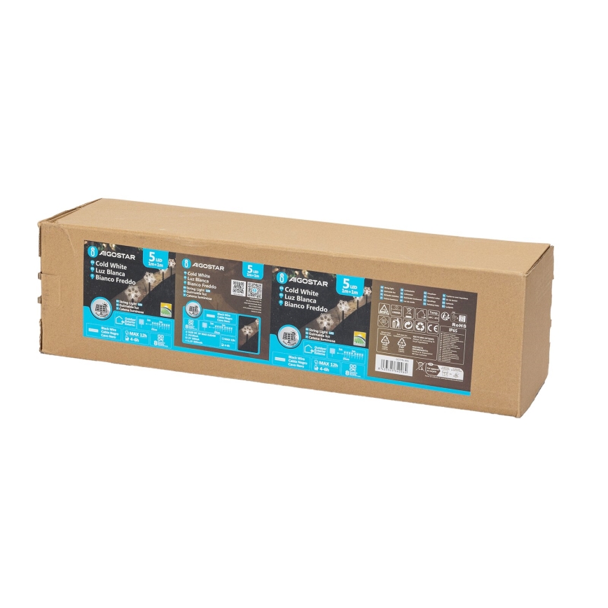 Aigostar - Iluminação de Natal LED solar LED/0,054W/1,2V 1m IP65 branco frio