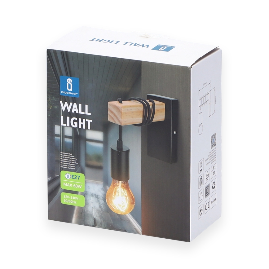 Aigostar - Iluminação de parede 1xE27/60W/230V castanho/preto