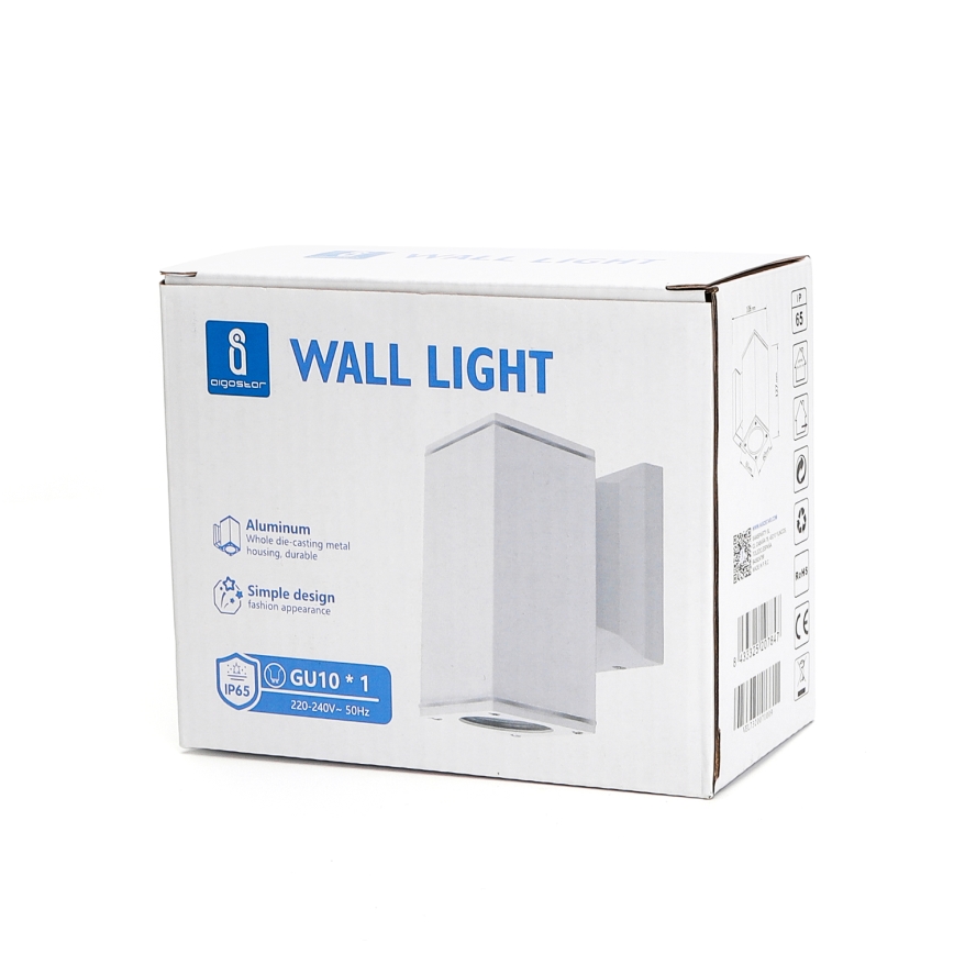 Aigostar - Iluminação de parede exterior 1xGU10/230V branco IP65 angular