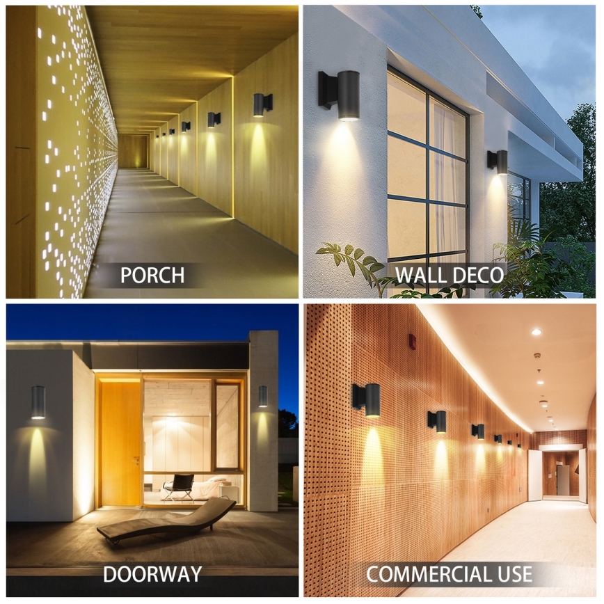 Aigostar - Iluminação de parede exterior 1xGU10/230V preto IP65 redondo