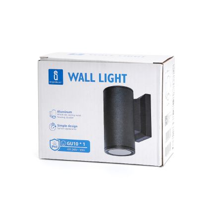 Aigostar - Iluminação de parede exterior 1xGU10/230V preto IP65 redondo