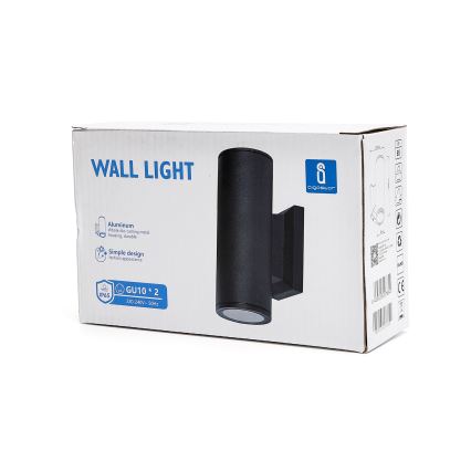 Aigostar - Iluminação de parede exterior 2xGU10/230V preto IP65 redondo