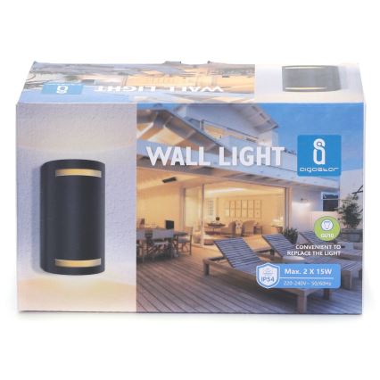 Aigostar - Iluminação de parede exterior 2xGU10/35W/230V preto IP54