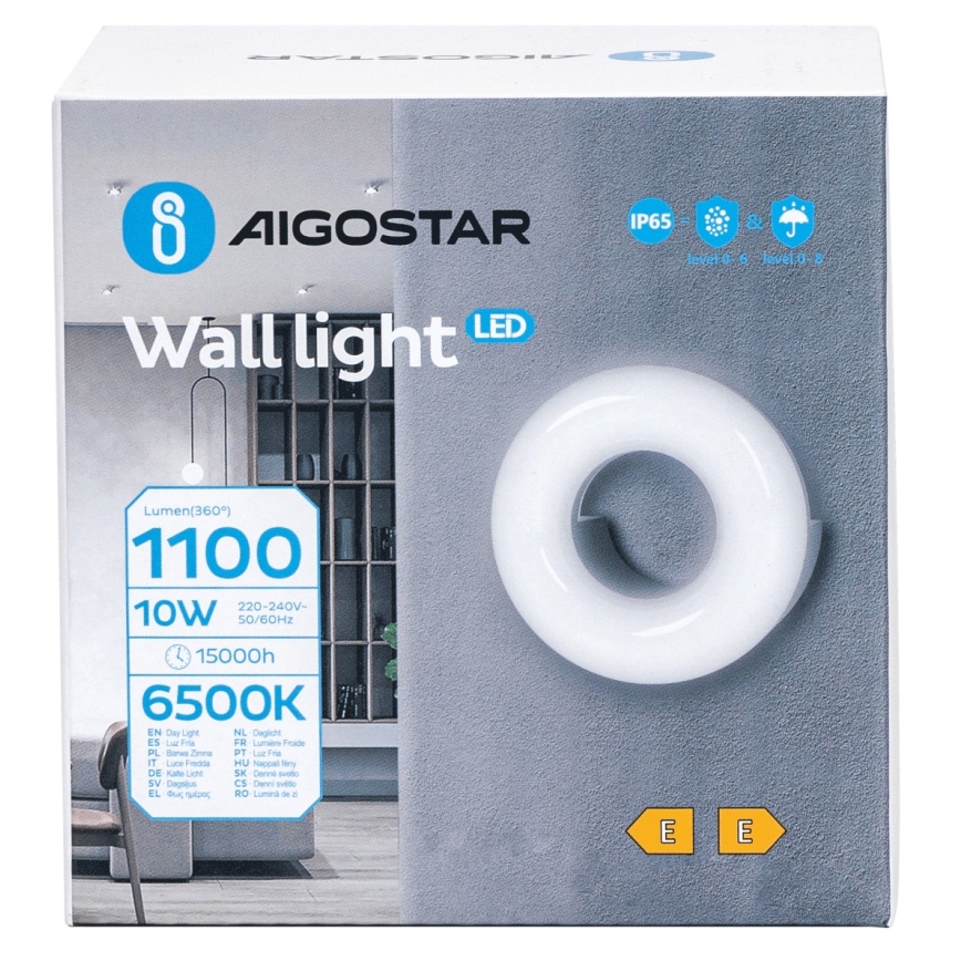 Aigostar - Iluminação de parede exterior LED LED/10W/230V 6500K IP65 preto