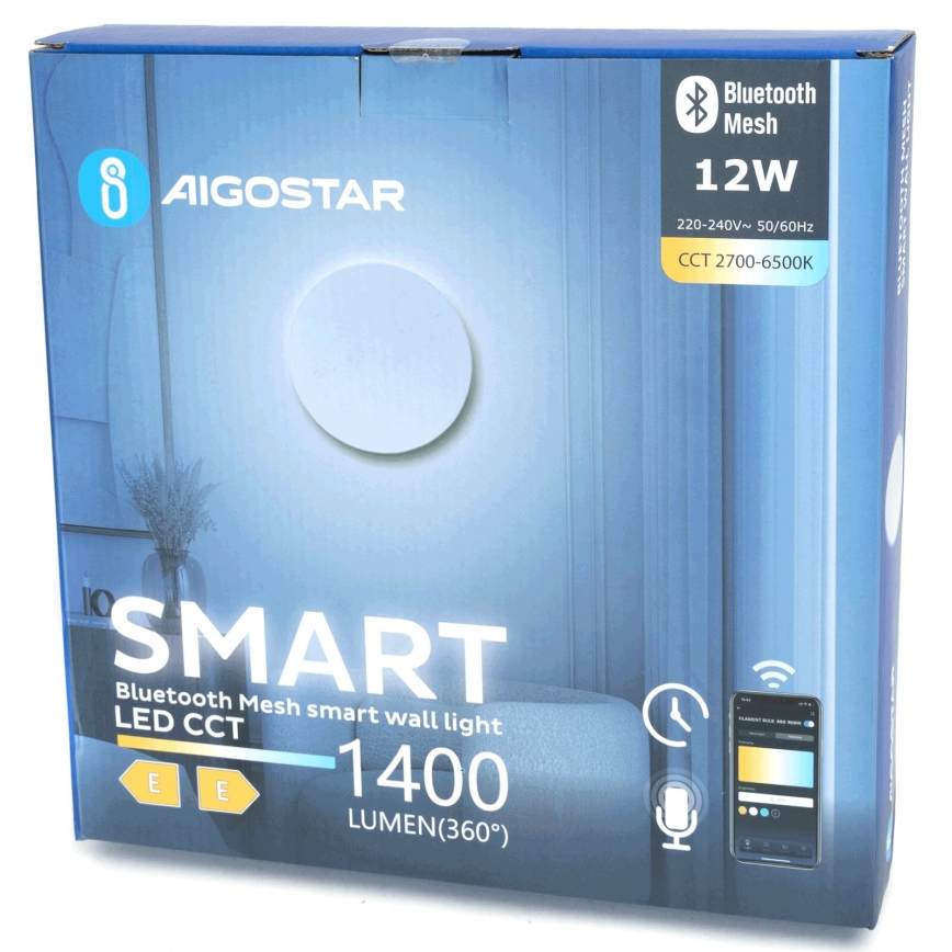 Aigostar - Iluminação de parede LED com regulação MESH Inteligente LED/12W/230V 2700-6500K branco