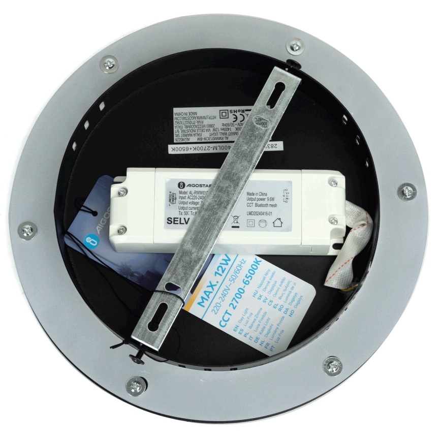 Aigostar - Iluminação de parede LED com regulação MESH Inteligente LED/12W/230V 2700-6500K preto