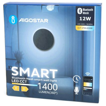 Aigostar - Iluminação de parede LED com regulação MESH Inteligente LED/12W/230V 2700-6500K preto