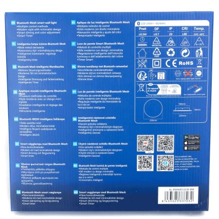 Aigostar - Iluminação de parede LED com regulação MESH Inteligente LED/12W/230V 2700-6500K preto