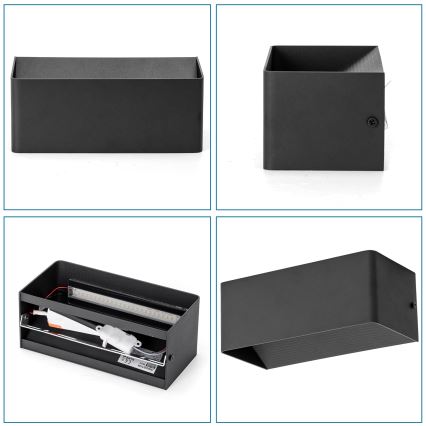 Aigostar - Iluminação de parede LED LED/12,5W/230V 20x10 cm preto