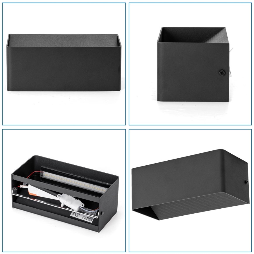 Aigostar - Iluminação de parede LED LED/12,5W/230V 20x10 cm preto