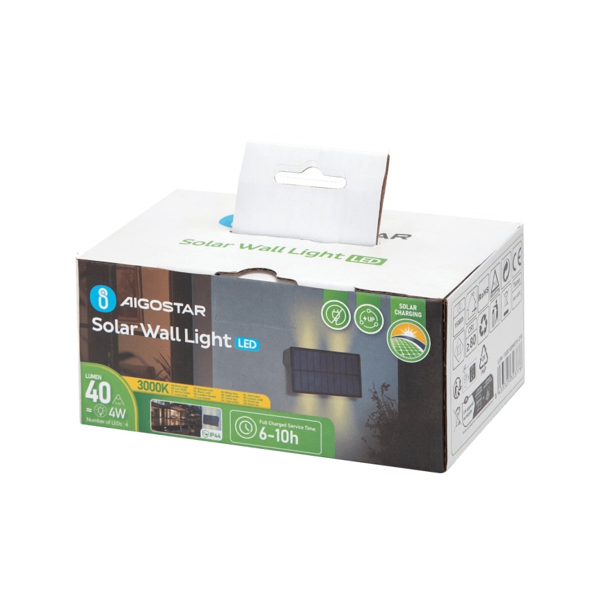 Aigostar - Iluminação de parede solar LED LED/4W/5,5V 2700K IP44