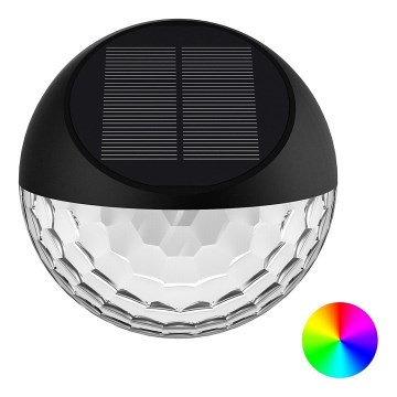 Aigostar - Iluminação de parede solar LED RGB LED/2W/1,2V preto IP44