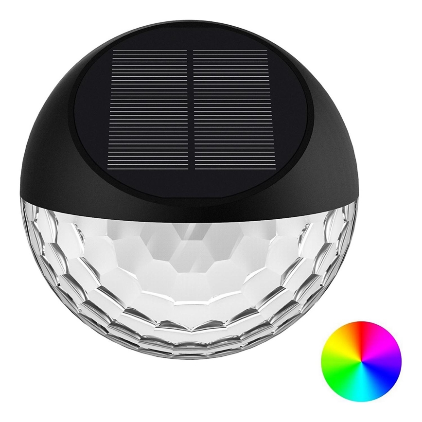 Aigostar - Iluminação de parede solar LED RGB LED/2W/1,2V preto IP44
