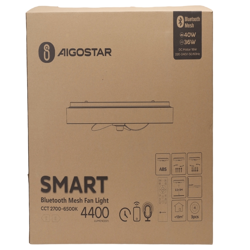 Aigostar - Iluminação de teto LED com regulação e ventoinha MESH LED/40W/230V 2700-6500K preto + comando