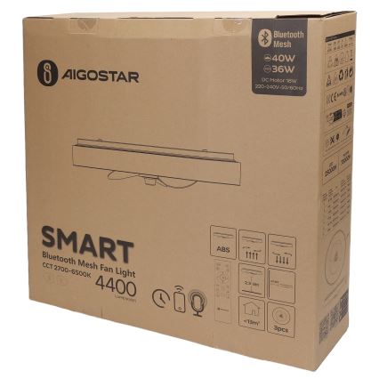 Aigostar - Iluminação de teto LED com regulação e ventoinha MESH LED/40W/230V 2700-6500K preto + comando