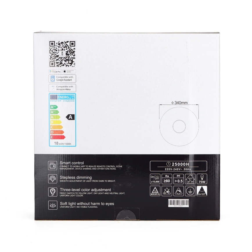 Aigostar - Iluminação de teto LED com regulação LED/18W/230V d. 34 cm Wi-Fi