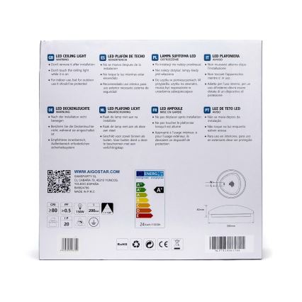 Aigostar - Iluminação de teto LED com sensor LED/24W/230V 3000K