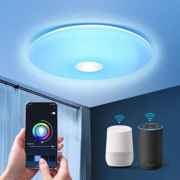 Aigostar - Iluminação de teto LED RGBW com regulação 18W/230V diâmetro 34 cm Wi-Fi