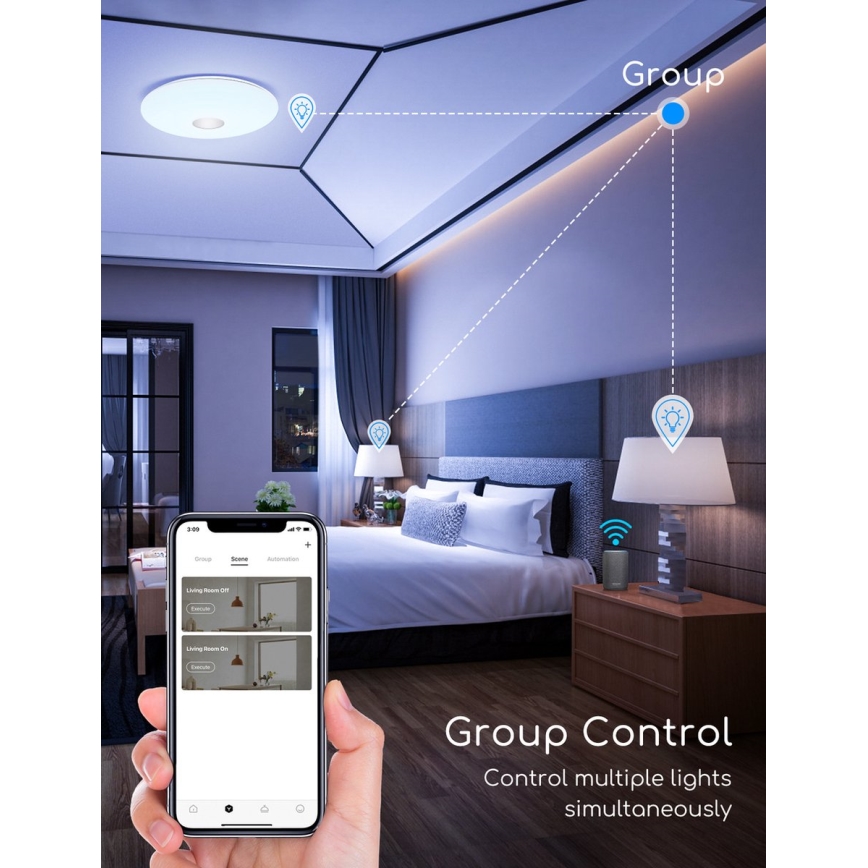 Aigostar - Iluminação de teto LED RGBW com regulação 18W/230V diâmetro 34 cm Wi-Fi