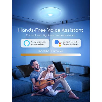 Aigostar - Iluminação de teto LED RGBW com regulação 18W/230V diâmetro 34 cm Wi-Fi