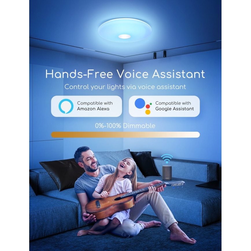Aigostar - Iluminação de teto LED RGBW com regulação 18W/230V diâmetro 34 cm Wi-Fi