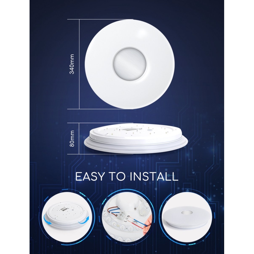 Aigostar - Iluminação de teto LED RGBW com regulação 18W/230V diâmetro 34 cm Wi-Fi