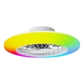 Aigostar - Iluminação de teto LED RGBW com regulação e ventoinha LED/40W/230V 2700-6500K diâmetro 48,5 cm branco + comando