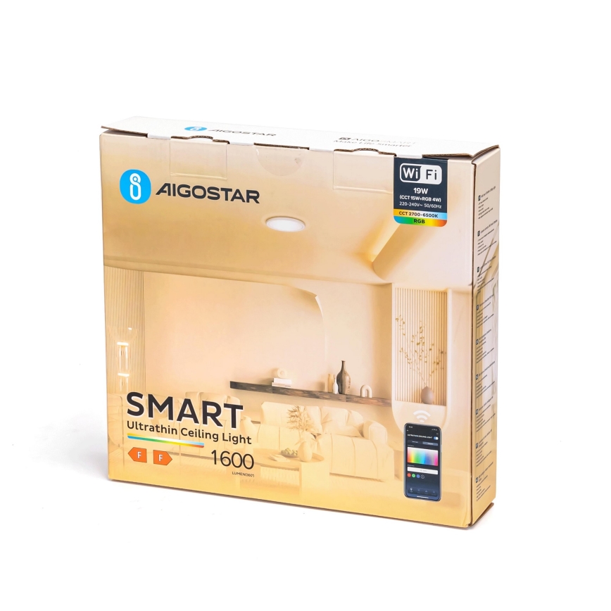 Aigostar - Iluminação de teto LED RGBW com regulação LED/19W/230V 2700-6500K Wi-Fi