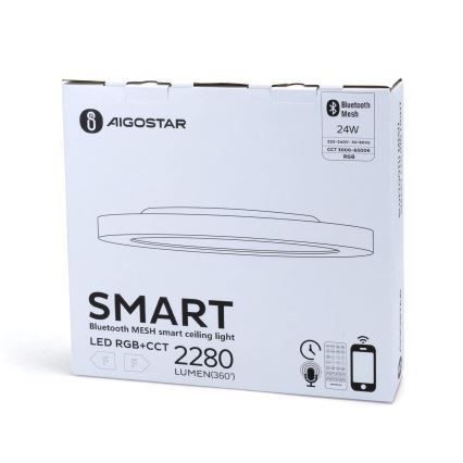 Aigostar - Iluminação de teto LED RGBW com regulação MESH LED/24W/230V 3000-6500K branco + controlo remoto