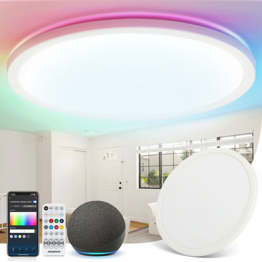 Aigostar - Iluminação de teto LED RGBW com regulação MESH LED/24W/230V 3000-6500K branco + comando