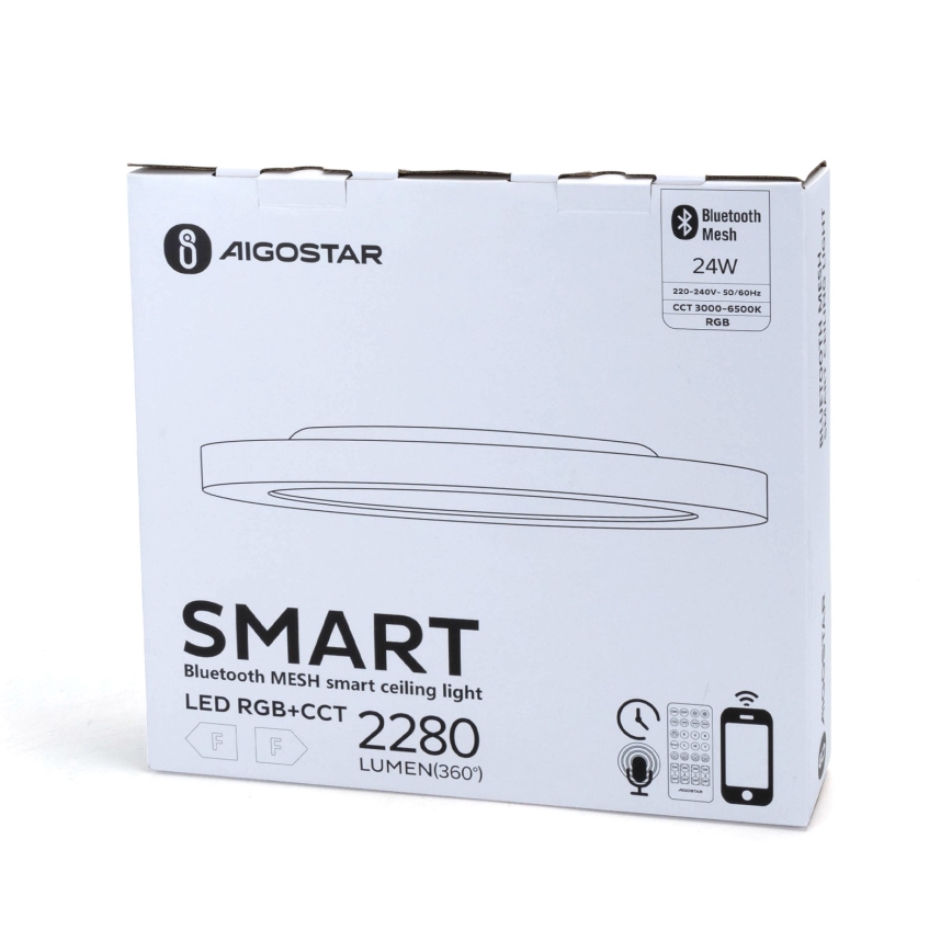 Aigostar - Iluminação de teto LED RGBW com regulação MESH LED/24W/230V 3000-6500K branco + comando