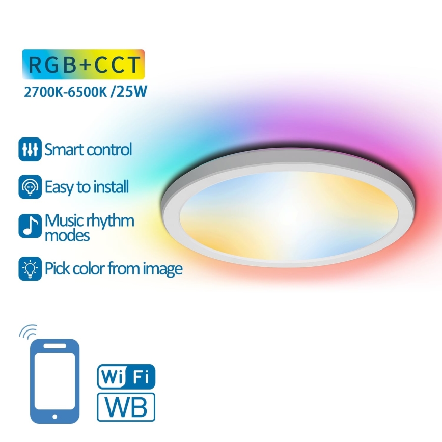 Aigostar - Iluminação de teto LED RGBW com regulação LED/25W/230V 2700-6500K Wi-Fi